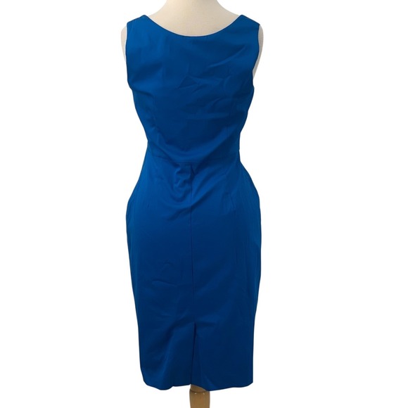 Boden Women's Sleeveless Lined Sheath Dress Blue Bow Box Pleat Scoop Neck Size 6 - Picture 6 of 8